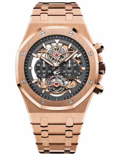 replica Audemars Piguet - 26347OR.OO.1205OR.01 Royal Oak Tourbillon Chronograph Openworked Pink Gold / Bracelet watch