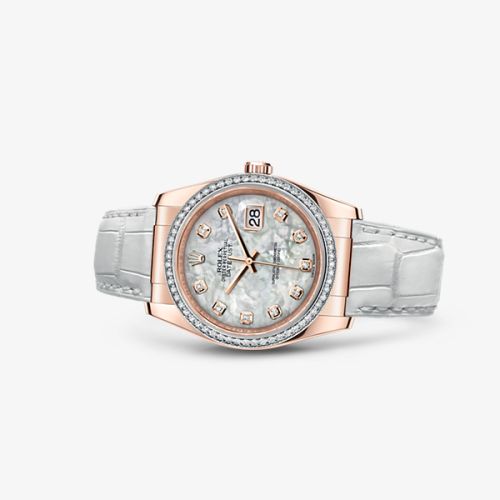Rolex - 116185-0003 Datejust 36 Everose Strap White Mother of Pearl Diamonds replica watch