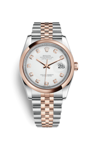 Rolex - 116201-0067 Datejust 36 Rolesor Everose Domed / Jubilee / White Diamond replica watch