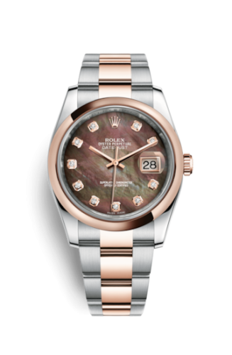 Rolex - 116201-0079 Datejust 36 Rolesor Everose Domed / Oyster / Black MOP replica watch
