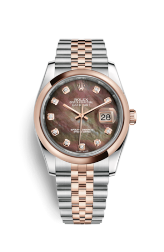 Rolex - 116201-0098 Datejust 36 Rolesor Everose Domed / Jubilee / Black MOP replica watch