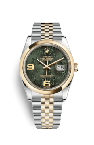 Rolex - 116203-0162 Datejust 36 Rolesor Yellow Domed / Jubilee / Green Floral replica watch