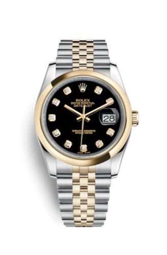 Rolex - 116203-0168 Datejust 36 Rolesor Yellow Domed / Jubilee / Black Diamond replica watch