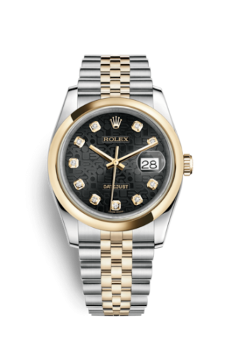 Rolex - 116203-0180 Datejust 36 Rolesor Yellow Domed / Jubilee / Black Computer replica watch