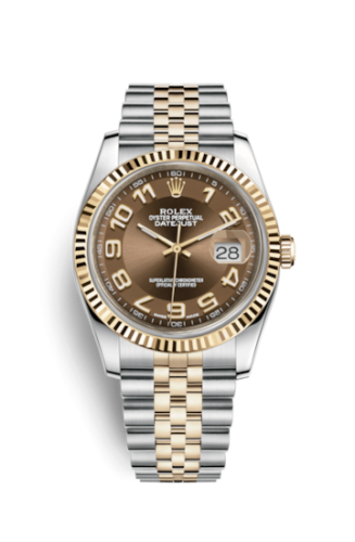 Rolex - 116233-0209 Datejust 36 Rolesor Yellow Fluted / Jubilee / Bronze Arabic replica watch