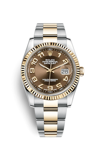Rolex - 116233-0220 Datejust 36 Rolesor Yellow Fluted/ Oyster / Bronze Arabic replica watch