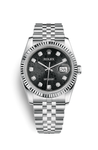 Rolex - 116234-0079 Datejust 36 Stainless Steel Fluted / Jubilee / Black Computer replica watch