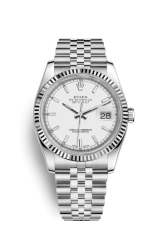 Rolex - 116234-0088 Datejust 36 Stainless Steel Fluted / Jubilee / White replica watch