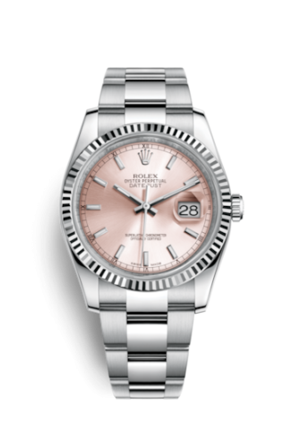 Rolex - 116234-0120 Datejust 36 Stainless Steel Fluted / Oyster / Pink replica watch