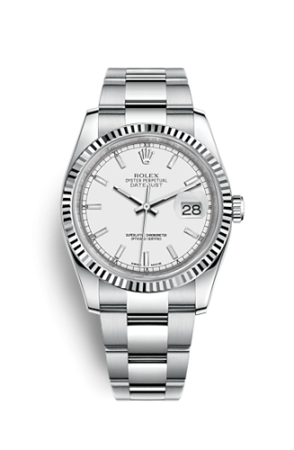 Rolex - 116234-0127 Datejust 36 Stainless Steel Fluted / Oyster / White replica watch