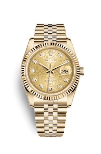 Rolex - 116238-0058 Datejust 36 Yellow Gold Fluted / Jubilee / Champagne Computer replica watch