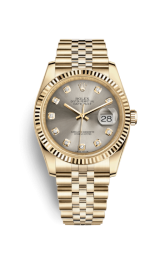 Rolex - 116238-0079 Datejust 36 Yellow Gold Fluted / Jubilee / Rhodium Diamonds replica watch