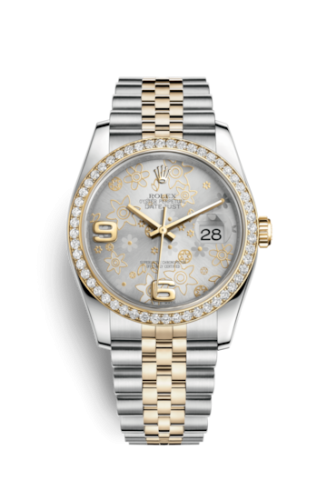 Rolex - 116243-0011 Datejust 36 Rolesor Yellow Diamond / Jubilee / Silver Floral replica watch