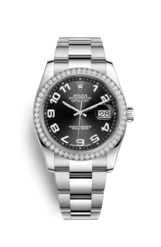 Rolex - 116244-0042 Datejust 36 Stainless Steel Diamond / Oyster / Black Arabic replica watch