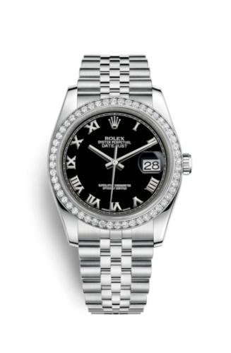 Rolex - 116244-0045 Datejust 36 Stainless Steel Diamond / Jubilee / Black Roman replica watch