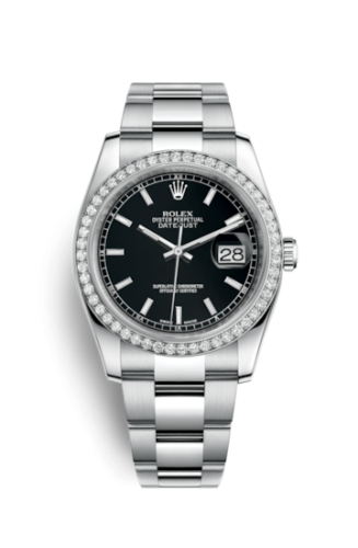 Rolex - 116244-0060 Datejust 36 Stainless Steel Diamond / Oyster / Black replica watch