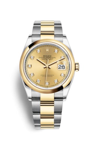 Rolex - 126203-0018 Datejust 36 Stainless Steel / Yellow Gold / Smooth / Champagne Diamond / Oyster replica watch
