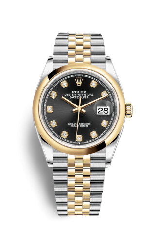 Rolex - 126203-0021 Datejust 36 Stainless Steel / Yellow Gold / Smooth / Black Diamond / Jubilee replica watch