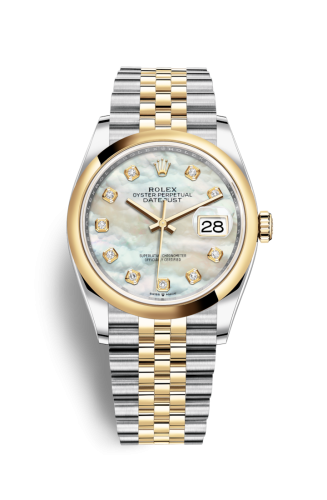 Rolex - 126203-0023 Datejust 36 Stainless Steel / Yellow Gold / Smooth / MOP Diamond / Jubilee replica watch