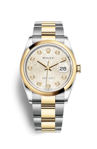 Rolex - 126203-0028 Datejust 36 Stainless Steel / Yellow Gold / Smooth / Silver Computer / Oyster replica watch
