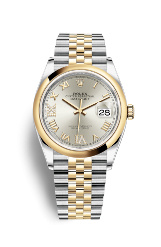 Rolex - 126203-0031 Datejust 36 Stainless Steel / Yellow Gold / Smooth / Silver Roman Diamond / Jubilee replica watch