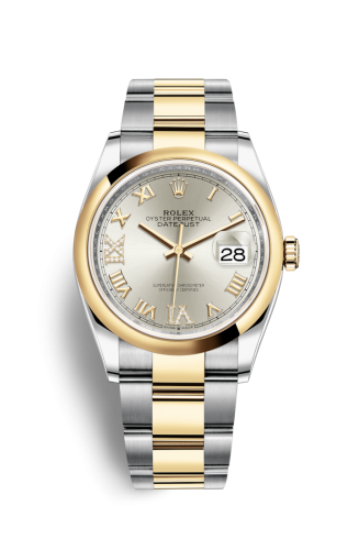 Rolex - 126203-0032 Datejust 36 Stainless Steel / Yellow Gold / Smooth / Silver Roman Diamond / Oyster replica watch