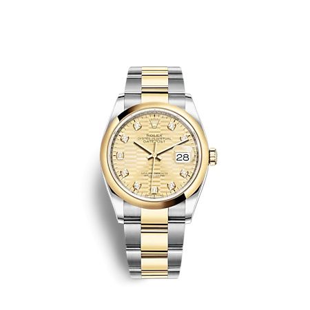 Rolex - 126203-0046 Datejust 36 Stainless Steel - Yellow Gold - Domed / Champagne - Fluted - Diamond / Oyster replica watch