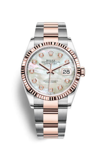 Rolex - 126231-0022 Datejust 36 Stainless Steel / Everose / Fluted / MOP Diamond / Oyster replica watch