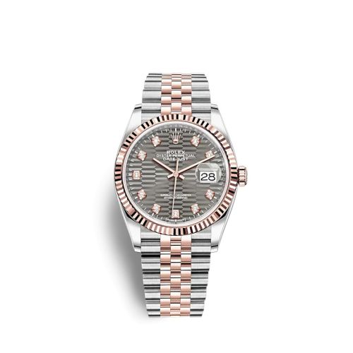 Rolex - 126231-0041 Datejust 36 Stainless Steel / Everose / Fluted / Slate - Fluted - Diamond / Jubilee replica watch