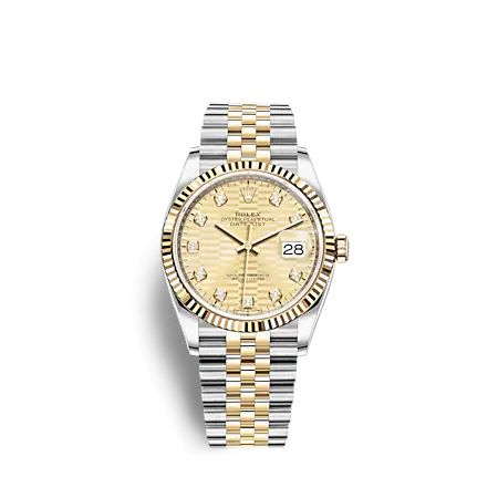 Rolex - 126233-0045 Datejust 36 Stainless Steel - Yellow Gold - Fluted / Champagne - Fluted - Diamond / Jubilee replica watch