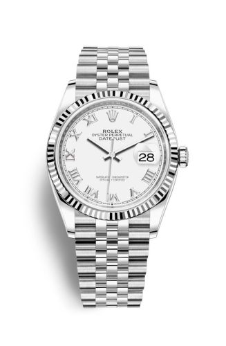 Rolex - 126234-0025 Datejust 36 Stainless Steel / Fluted / White Roman / Jubilee replica watch