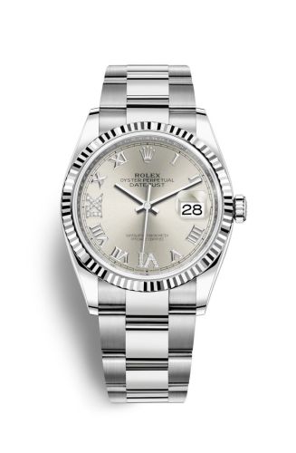 Rolex - 126234-0030 Datejust 36 Stainless Steel / Fluted / Silver Roman-Diamonds / Oyster replica watch