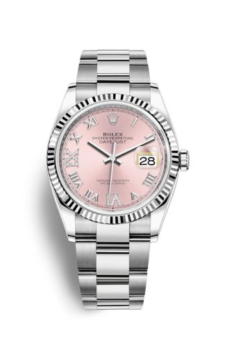 Rolex - 126234-0032 Datejust 36 Stainless Steel / Fluted / Pink Roman-Diamonds / Oyster replica watch