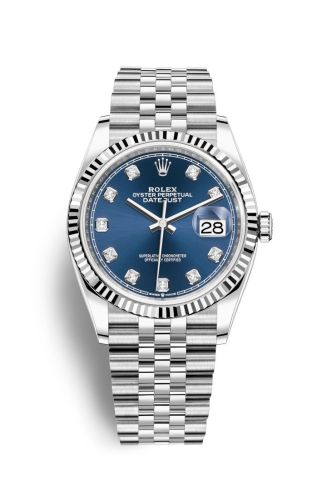 Rolex - 126234-0037 Datejust 36 Stainless Steel / Fluted / Blue-Diamond / Jubilee replica watch