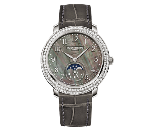 replica Patek Philippe - 4968G-001 Moonphase 4968 White Gold Black Mother of Pearl watch
