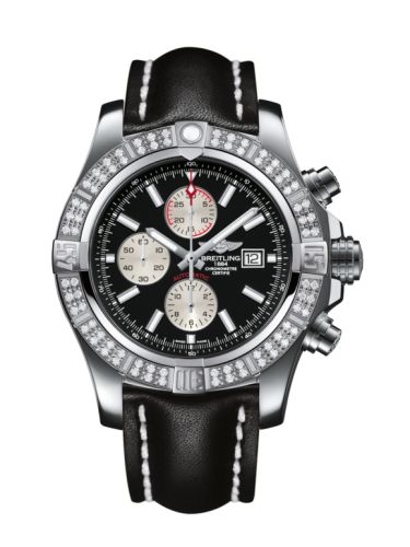 replica Breitling - A1337153/BC29/441X/A20BA.1 Super Avenger II Stainless Steel / Diamond / Volcano Black / Calf / Pin watch