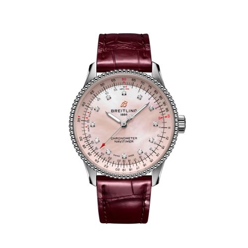best replica Breitling - A173951A1K1P1 Navitimer 1 35 Automatic Stainless Steel / Pink MOP / eComm / Croco watch