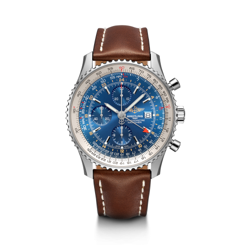 best replica Breitling - A24322121C1X2 Navitimer World Stainless Steel / Blue / Calf / Pin watch
