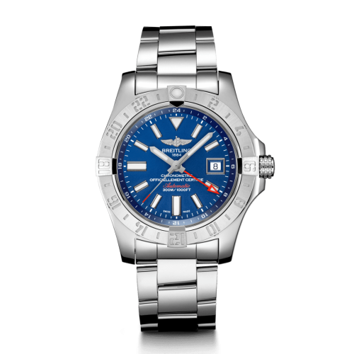 replica Breitling - A32390111C1A1 Avenger II GMT Stainless Steel / Mariner Blue / Bracelet watch