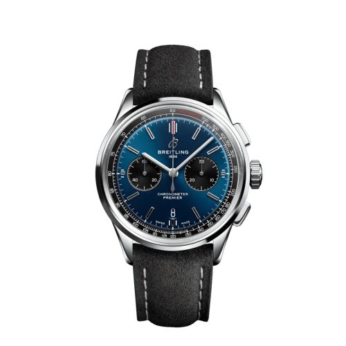 replica Breitling watch - AB0118221C1X3 Premier B01 Chronograph 42 Stainless Steel / Blue / Anthracite Nubuck / Folding