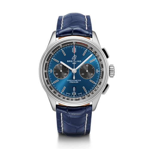 replica Breitling watch - AB0118A61C1P2 Premier B01 Chronograph 42 Stainless Steel / Blue / Croco / Pin