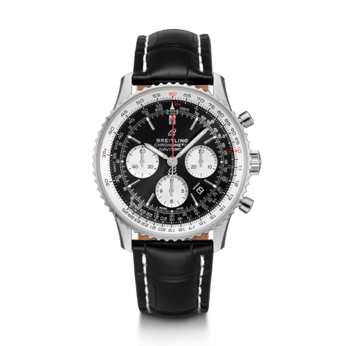 best replica Breitling - AB0121211B1P2 Navitimer 1 B01 Chronograph 43 Stainless Steel / Black / Croco / Folding watch