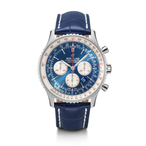 best replica Breitling - AB0127211C1P1 Navitimer 1 B01 Chronograph 46 Stainless Steel / Aurora Blue / Croco / Pin watch