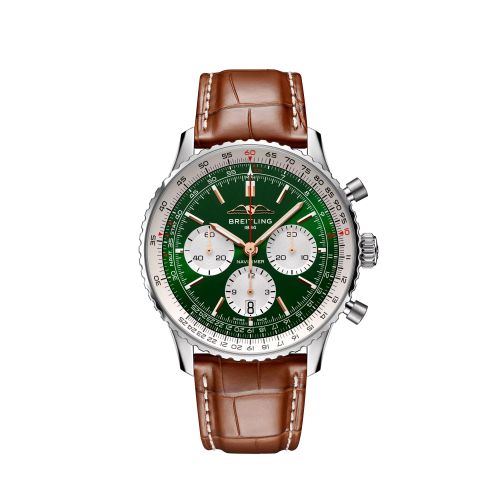 best replica Breitling - AB01385A1L1P1 Navitimer B01 Chronograph 43 Stainless Steel / Green / Spain watch