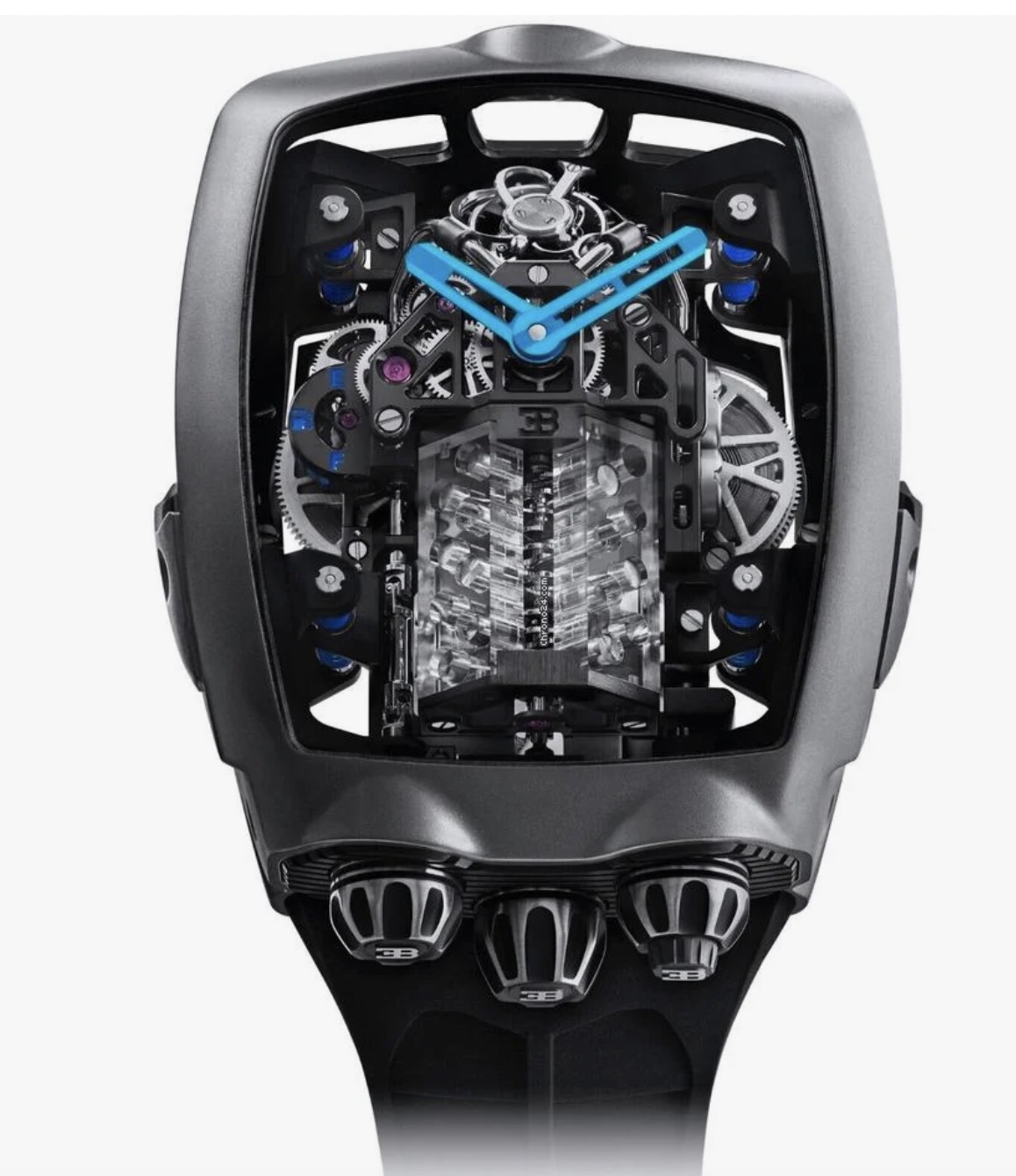 replica Jacob & Co Bugatti Chiron Tourbillon Skeleton Titanium Watch B/P BU200.20AB.AA