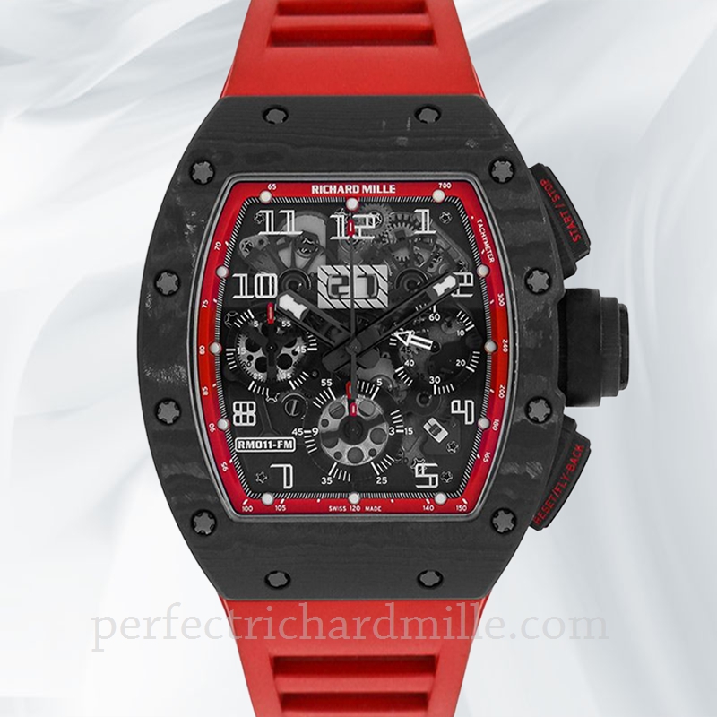 replica Richard Mille RM 011 Rubber Band Transparent Dial Men’s Black watch