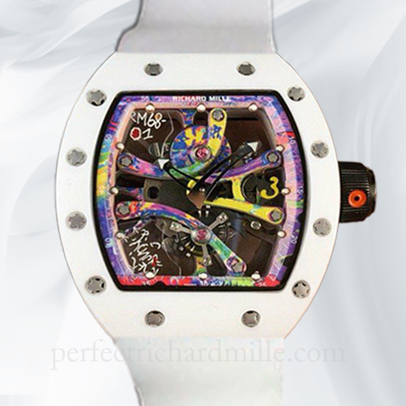 replica Richard Mille RM68-01 Men Hand Wind Watch Ceramics Bezel Rubber Band watch