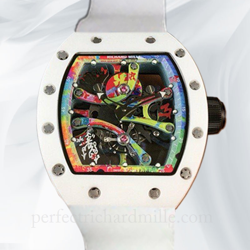replica Richard Mille RM68-01 Hand Wind Men Transparent Dial Rubber Band Ceramics Bezel watch