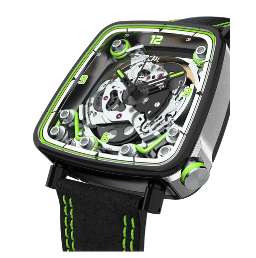replica B.R.M. Watches FF39-40 Grey Titanium Black PVD Lime Green