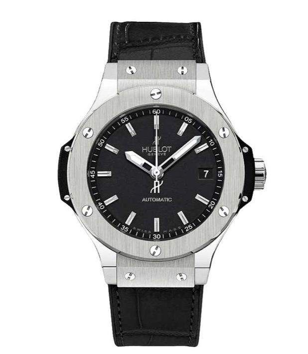 replica Hublot Big Bang 38mm Automatic in Steel on Black Rubber or Alligator Strap with Mat Black Dial 365.SX.1170.LR
